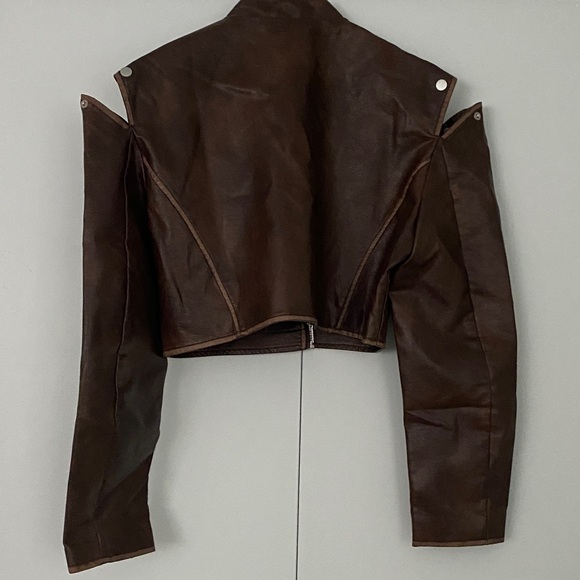 Fashion Nova Dark Brown vegan Leather Jacket medium - Picture 3 of 3